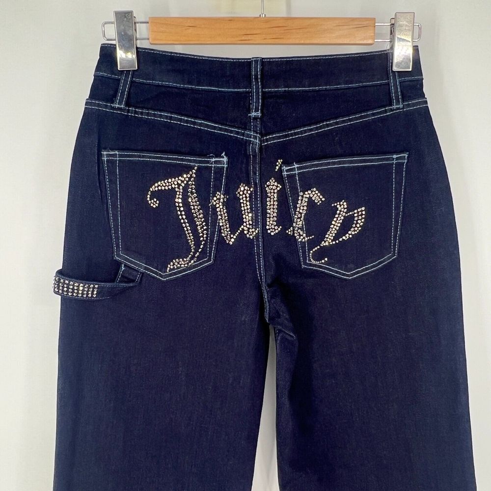Juicy Couture Jeans Women 3/26 Blue Abbot Stone Hammerloop Rinse Wide Leg JC643 - Picture 4 of 12